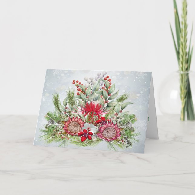 Hawaiian Protea Christmas Greeting Card (Front)