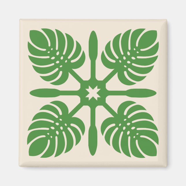 HAWAIIAN QUILT magnet- Monstera Magnet (Front)