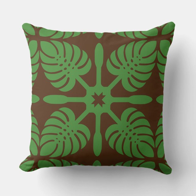 HAWAIIAN QUILT PILLOW- Monstera Cushion (Front)