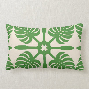 HAWAIIAN QUILT PILLOW- Monstera Lumbar Cushion