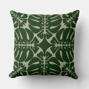 HAWAIIAN QUILT PILLOW- monstera Throw Pillow