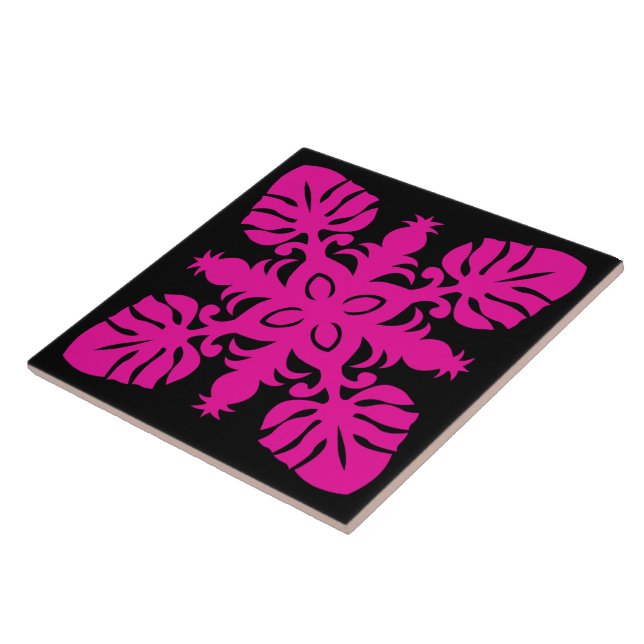 hawaiian quilt styled decorative ceramic tile (Side)