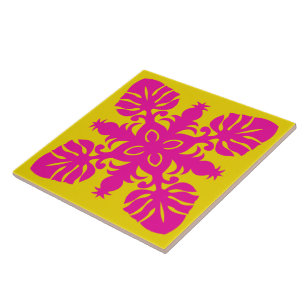 hawaiian quilt styled decorative ceramic tile