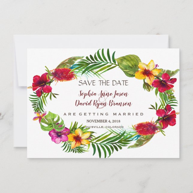 Hawaiian Radiant Tropical Floral Save The Date (Front)