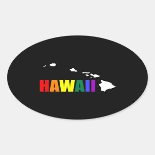 Hawaiian Rainbow 3 Oval Sticker