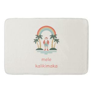Hawaiian/Rainbow/Palms Santa Bath Mat