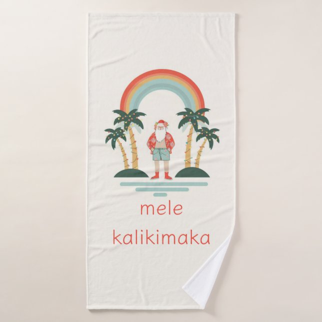 Hawaiian/Rainbow/Palms Santa Bath Towel (Bath Towel)