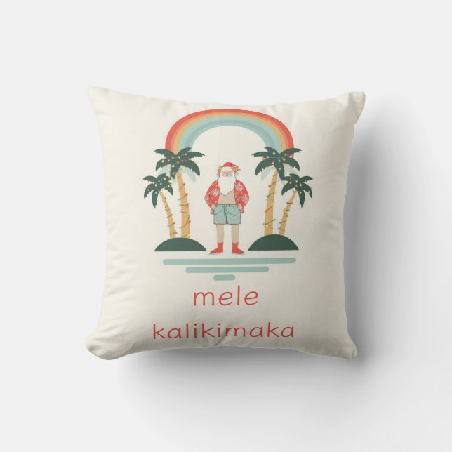 Hawaiian/Rainbow/Palms Santa Cushion (Front)