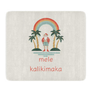 Hawaiian/Rainbow/Palms Santa Cutting Board