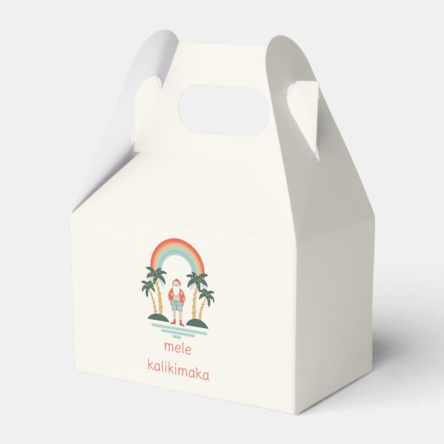 Hawaiian/Rainbow/Palms Santa Favour Box (Front Side)