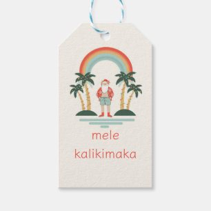 Hawaiian/Rainbow/Palms Santa Gift Tags