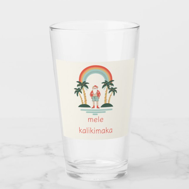 Hawaiian/Rainbow/Palms Santa Glass (Front)