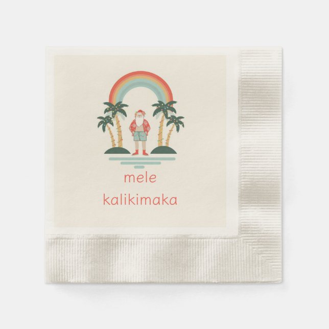 Hawaiian/Rainbow/Palms Santa Napkin (Front)