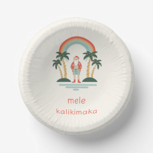 Hawaiian/Rainbow/Palms Santa Paper Plate