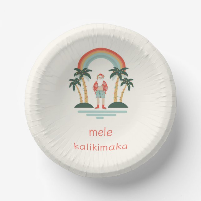 Hawaiian/Rainbow/Palms Santa Paper Plate (Front)