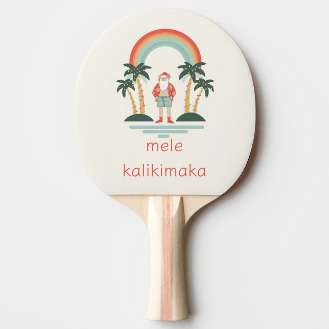 Hawaiian/Rainbow/Palms Santa Ping Pong Paddle (Front)