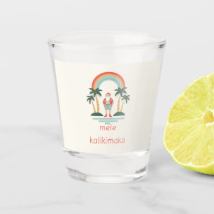 Hawaiian/Rainbow/Palms Santa Shot Glass