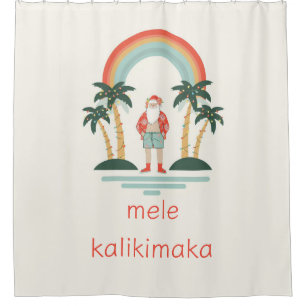 Hawaiian/Rainbow/Palms Santa Shower Curtain