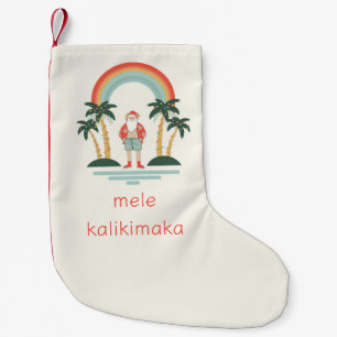 Hawaiian/Rainbow/Palms Santa Small Christmas Stocking