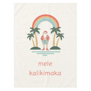 Hawaiian/Rainbow/Palms Santa Tablecloth