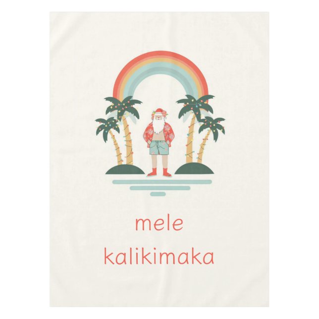 Hawaiian/Rainbow/Palms Santa Tablecloth (Front)