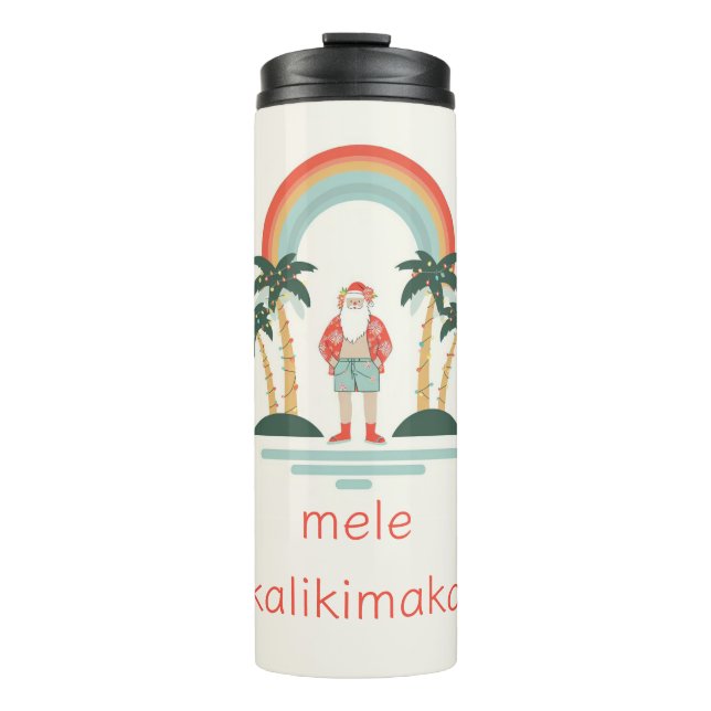 Hawaiian/Rainbow/Palms Santa Thermal Tumbler (Front)