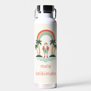 Hawaiian/Rainbow/Palms Santa Water Bottle