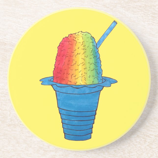 Hawaiian Rainbow Shave Ice Frozen Dessert Hawaii Coaster (Front)