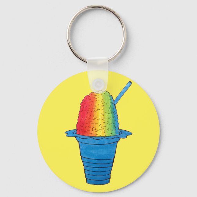 Hawaiian Rainbow Shave Ice Frozen Dessert Hawaii Key Ring (Front)