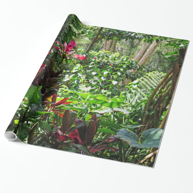Hawaiian Rainforest Wrapping Paper (Unrolled)