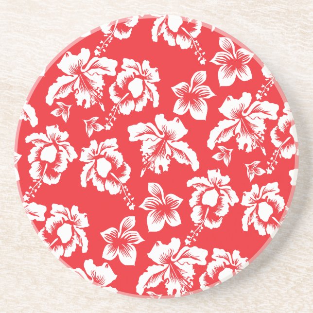 Hawaiian Red Flowers Coaster (Front)