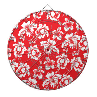 Hawaiian Red Flowers Dartboard