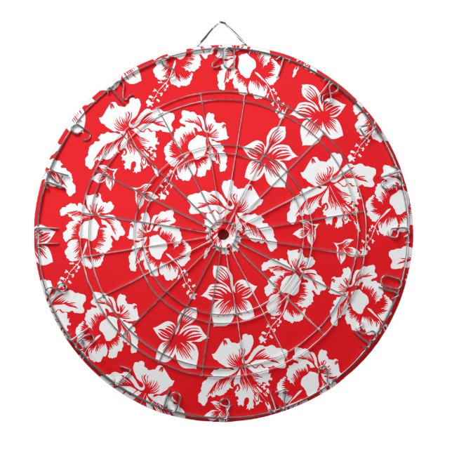 Hawaiian Red Flowers Dartboard (Front)