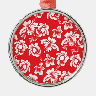 Hawaiian Red Flowers Metal Tree Decoration