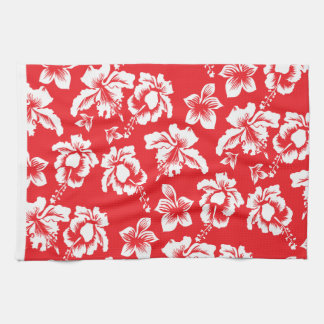 Hawaiian Red Flowers Tea Towel