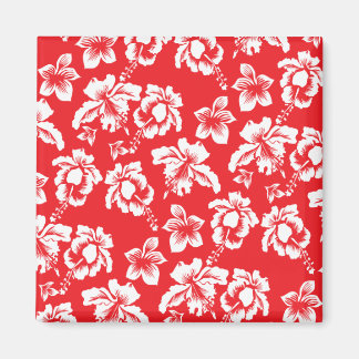 Hawaiian Red Hibiscus Floral Print Magnet