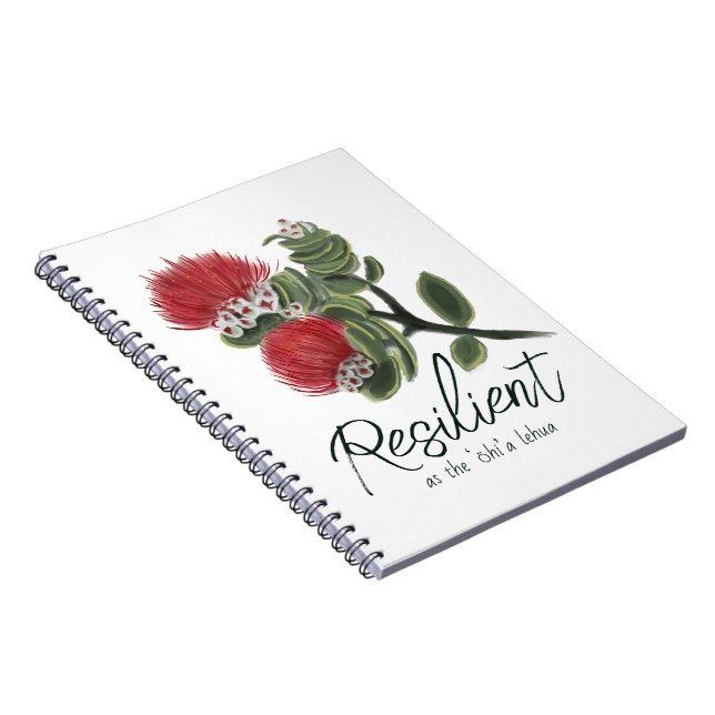 Hawaiian Red Lehua Flower Watercolor Resilience Notebook (Right Side)