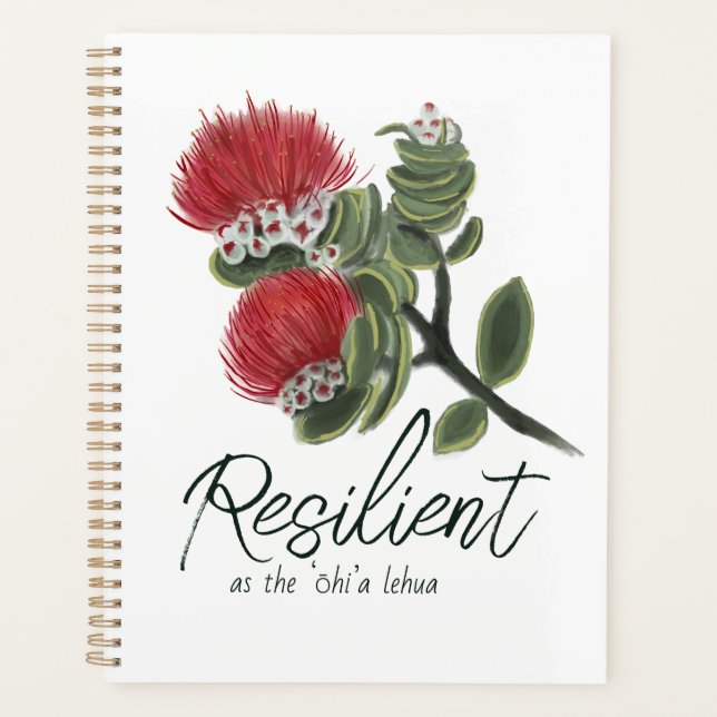 Hawaiian Red Lehua Flower Watercolor Resilience Planner (Front)