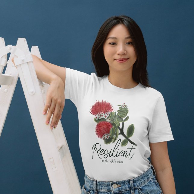 Hawaiian Red Lehua Flower Watercolor Resilience T-Shirt (Creator Uploaded)