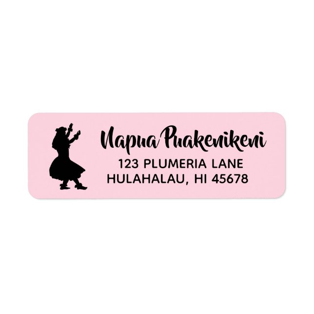 Hawaiian Return Address Labels Hula Girl Dancer (Front)
