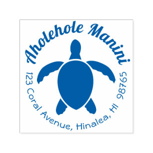 Hawaiian Return Address Stamp Sea Turtle Round