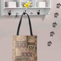 Hawaiian Sailing Canoe and Petroglyph Tapa Tote