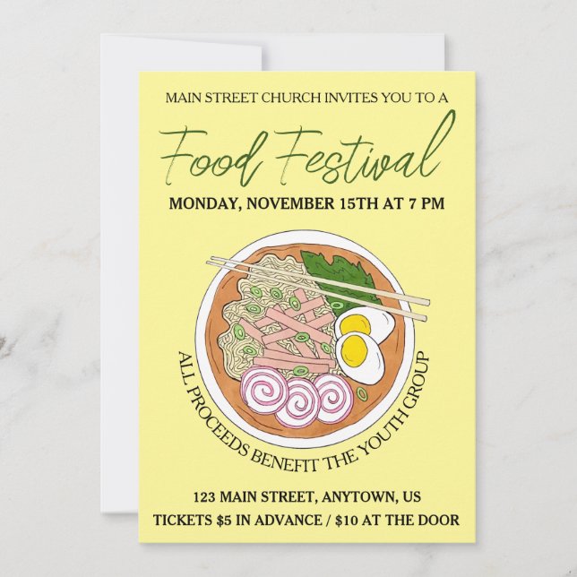 Hawaiian Saimin Soup Hawaii Cuisine Food Festival Invitation (Front)