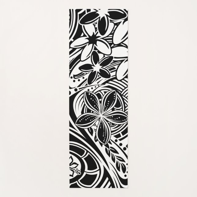 Hawaiian - Samoan - Polynesian Tribal Black Design Yoga Mat (Front)