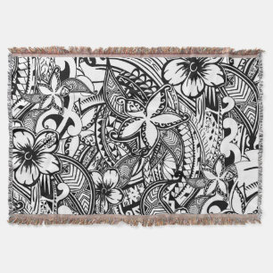 Hawaiian - Samoan - Polynesian Tribal Throw Pillow Blanket
