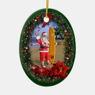 Hawaiian Santa Ceramic Tree Decoration