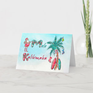 Hawaiian Santa Christmas Card