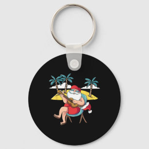 Hawaiian Santa Claus Hawaian Guitar Christmas In J Key Ring