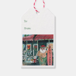 Hawaiian Santa Claus Mele Kalikimaka Gift Tags