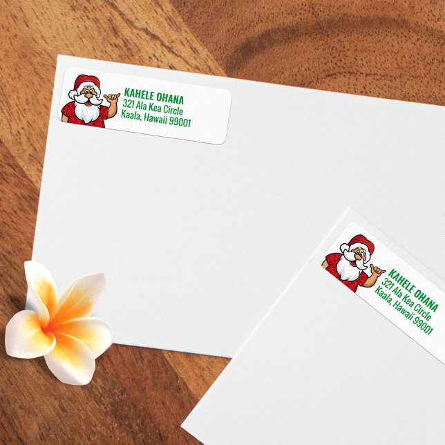Hawaiian Santa in Red Address Label (Creator Uploaded)